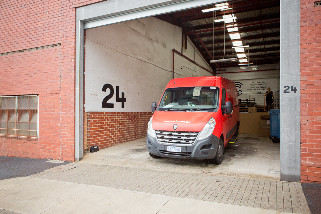 Delivery van in loading dock